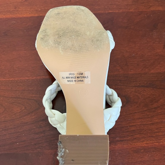 Sincerely Jules Brand Ivory/Cream/Off-White Braided Heeled Sandals - Size 10 - Picture 5 of 6